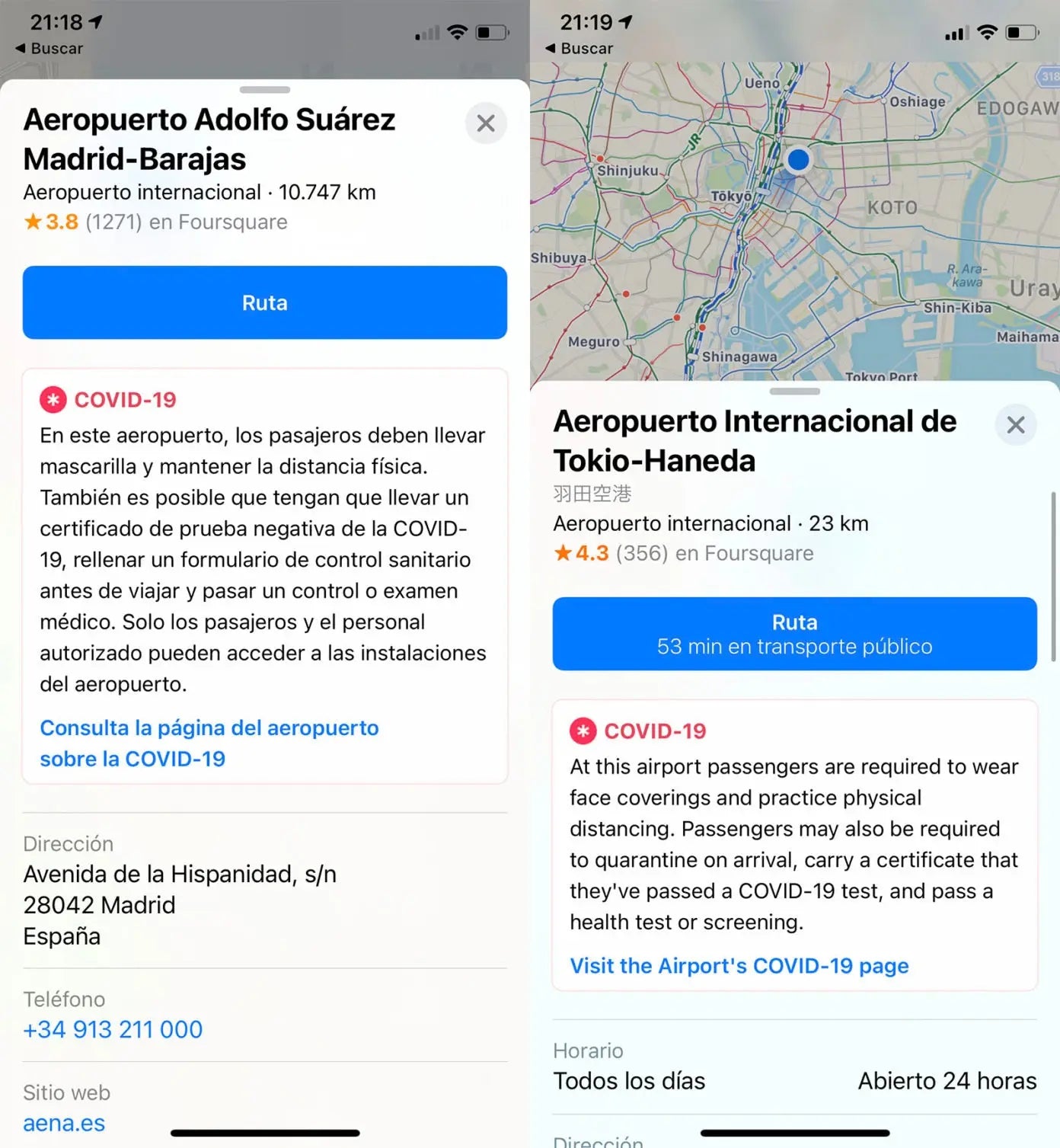 Apple ofrece ahora información sanitaria para muchos aeropuertos alrededor de todo el mundo
