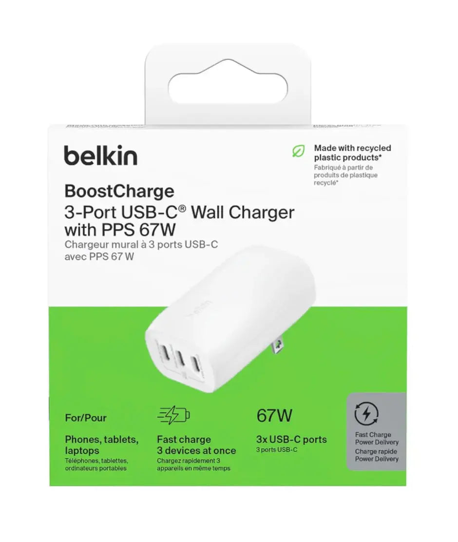 Belkin 67W USB-C PD PPS Wall Charger 3 USB C Belkin