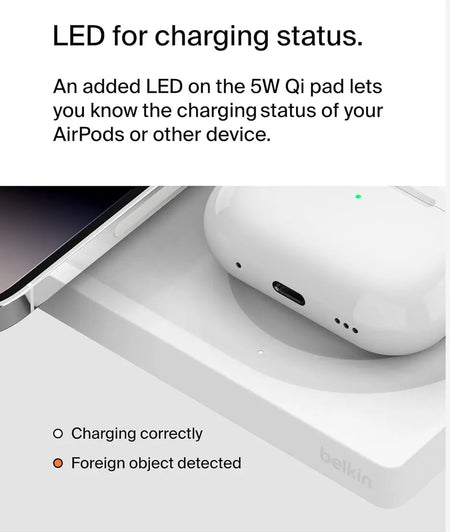 Belkin BoostCharge Pro - Almohadilla de carga inalámbrica 2 en 1 con MagSafe de 15 W Belkin