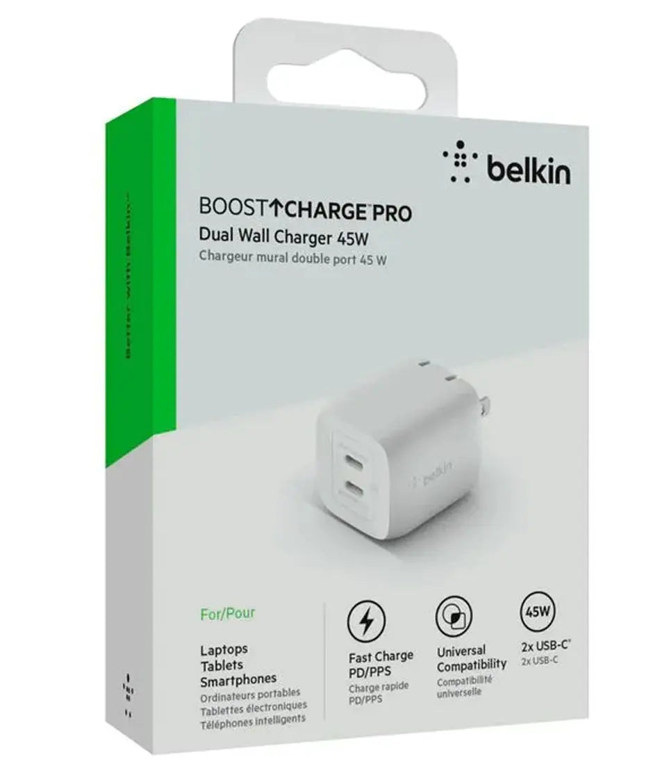Belkin Dual USB-C GaN Wall Charger with PPS 45W Belkin