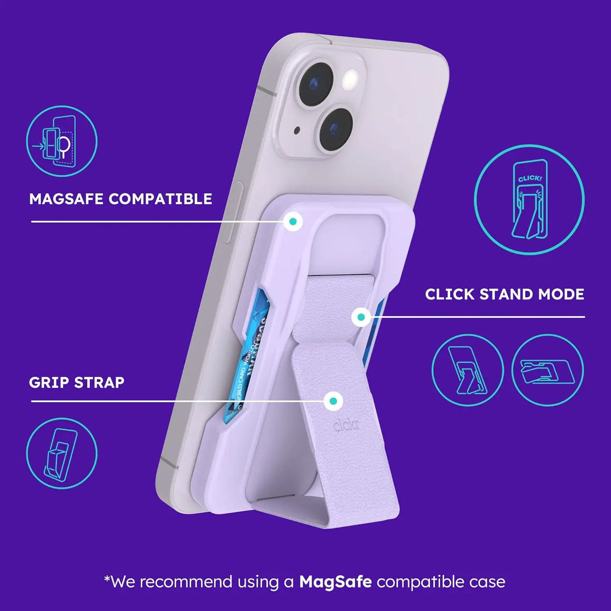 CLCKR Phone Holder & Wallet for MagSafe - Morado Clckr