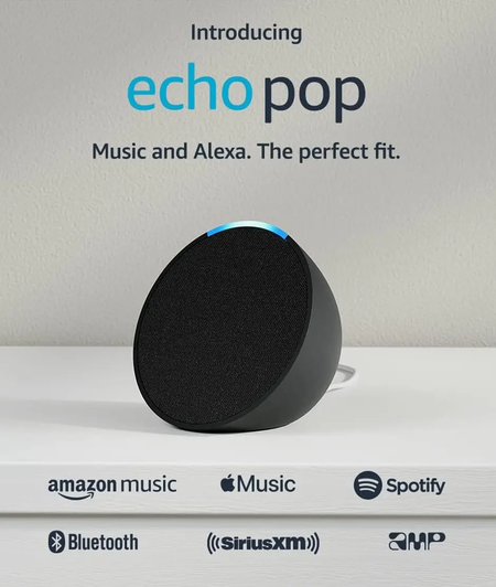 Echo Pop - Parlante inteligente y compacto con sonido definido y Alexa - Carbón Amazon