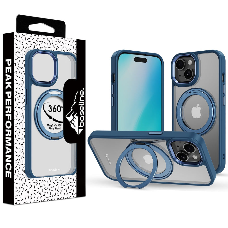 Estuche Baseline RingRound con soporte giratorio 360° MagSafe para iPhone 17e / 16e / 14 / 13 - Azul