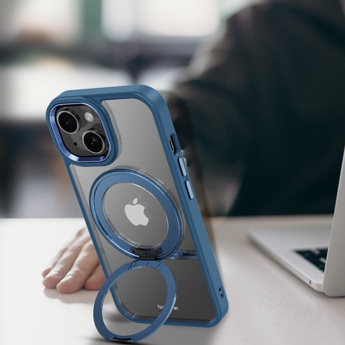Estuche Baseline RingRound con soporte giratorio 360° MagSafe para iPhone 17e / 16e / 14 / 13 - Azul