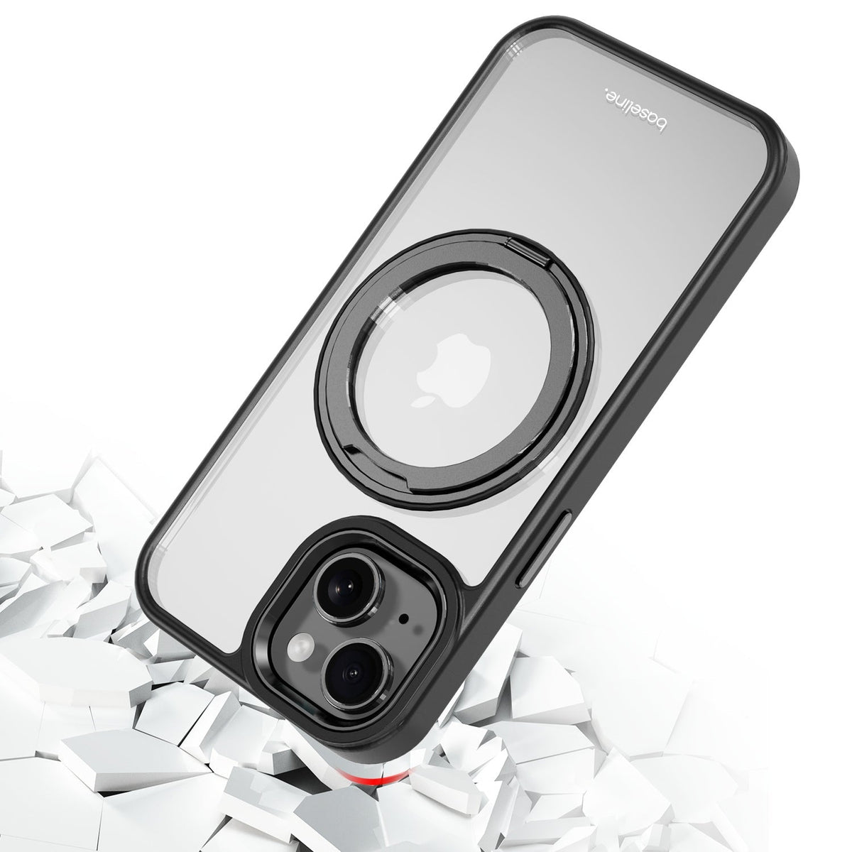 Estuche Baseline RingRound con soporte giratorio 360° MagSafe para iPhone 17e / 16e / 14 / 13 - Negro