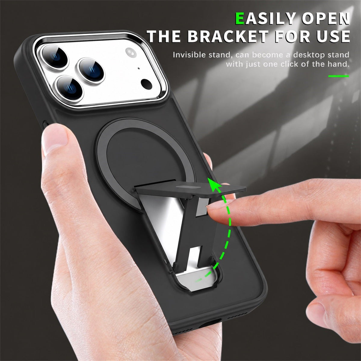 Estuche EDGE HaloStand MagSafe para iPhone 18 Pro Max / 17 Pro Max - Negro