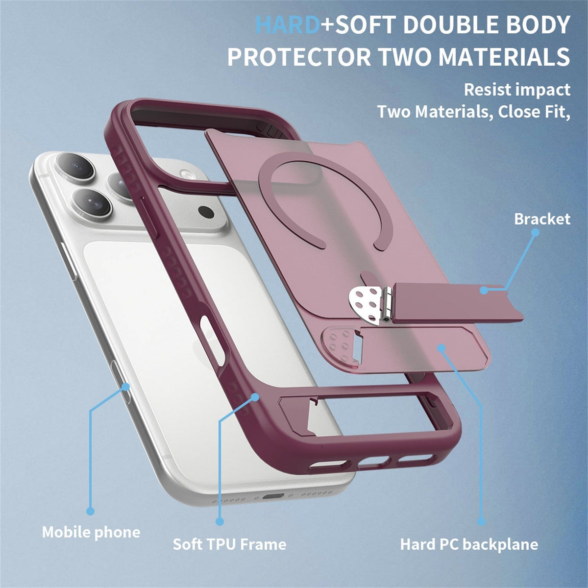 Estuche EDGE Mag Pro con soporte para iPhone 18 Pro Max / 17 Pro Max - Rojo cereza