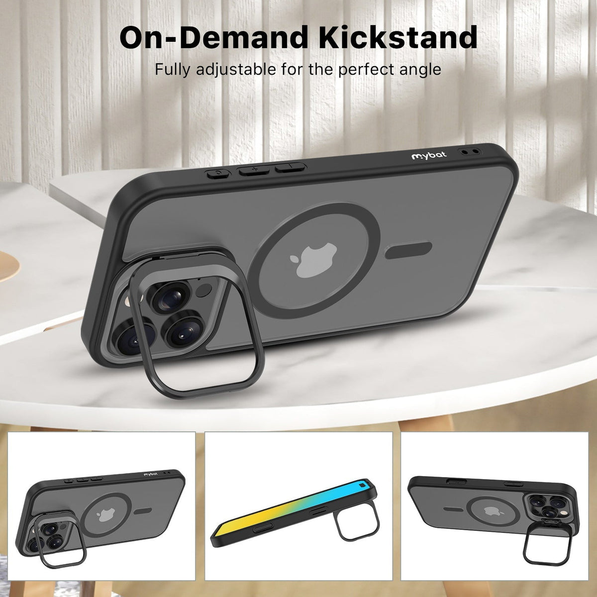Estuche MyBat InFrame MagSafe con soporte para iPhone 16 Pro Max - Negro