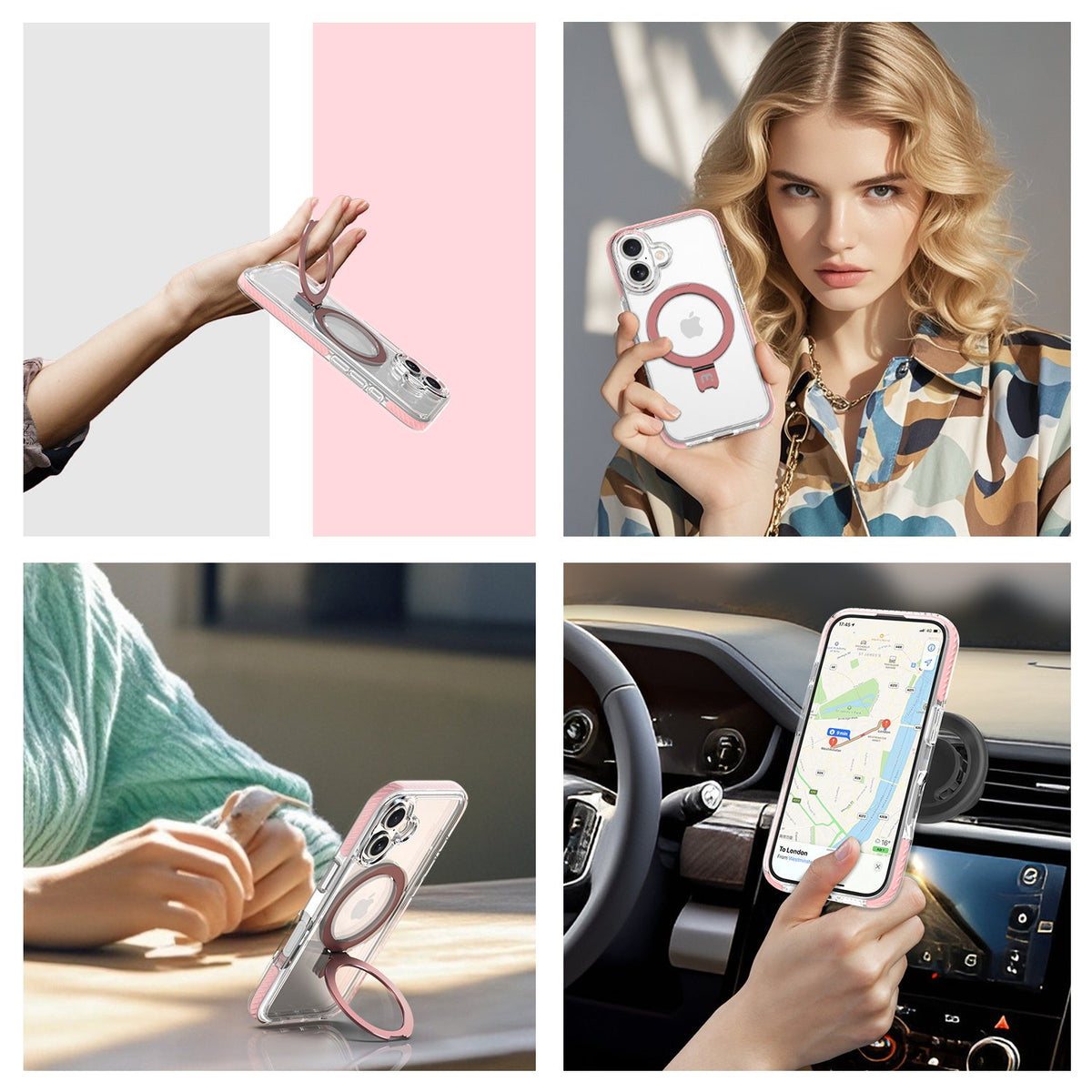 Estuche MyBat Pro Lure Series con anillo soporte MagSafe para iPhone 16 - Rosado