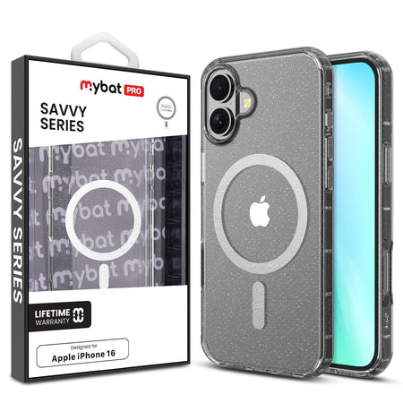 Estuche MyBat Pro Savvy Series MagSafe para iPhone 16 - Transparente con brillo