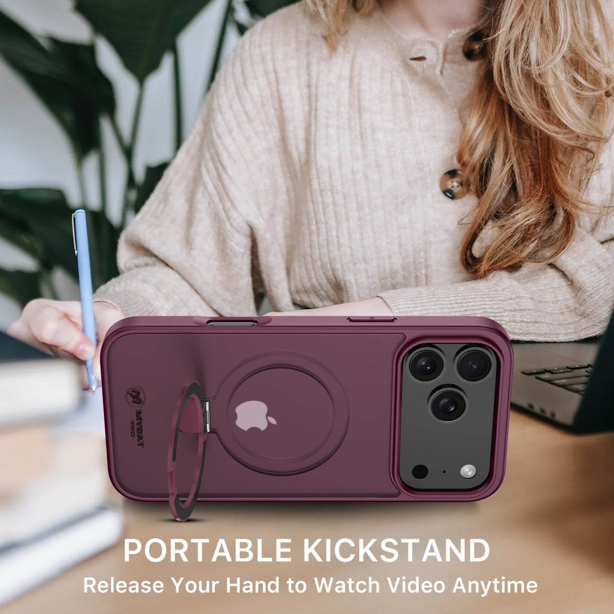 Estuche MyBat Pro Shade Series con anillo soporte MagSafe para iPhone 18 Pro / 17 Pro - Vino