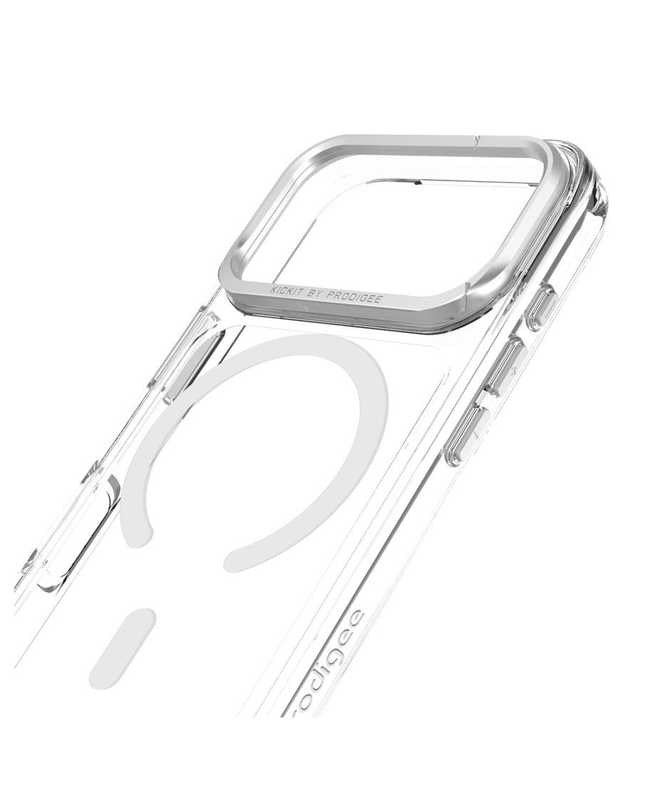 Estuche Prodigee KickIt MagSafe con Soporte para iPhone 18 Pro / 17 Pro - Transparente