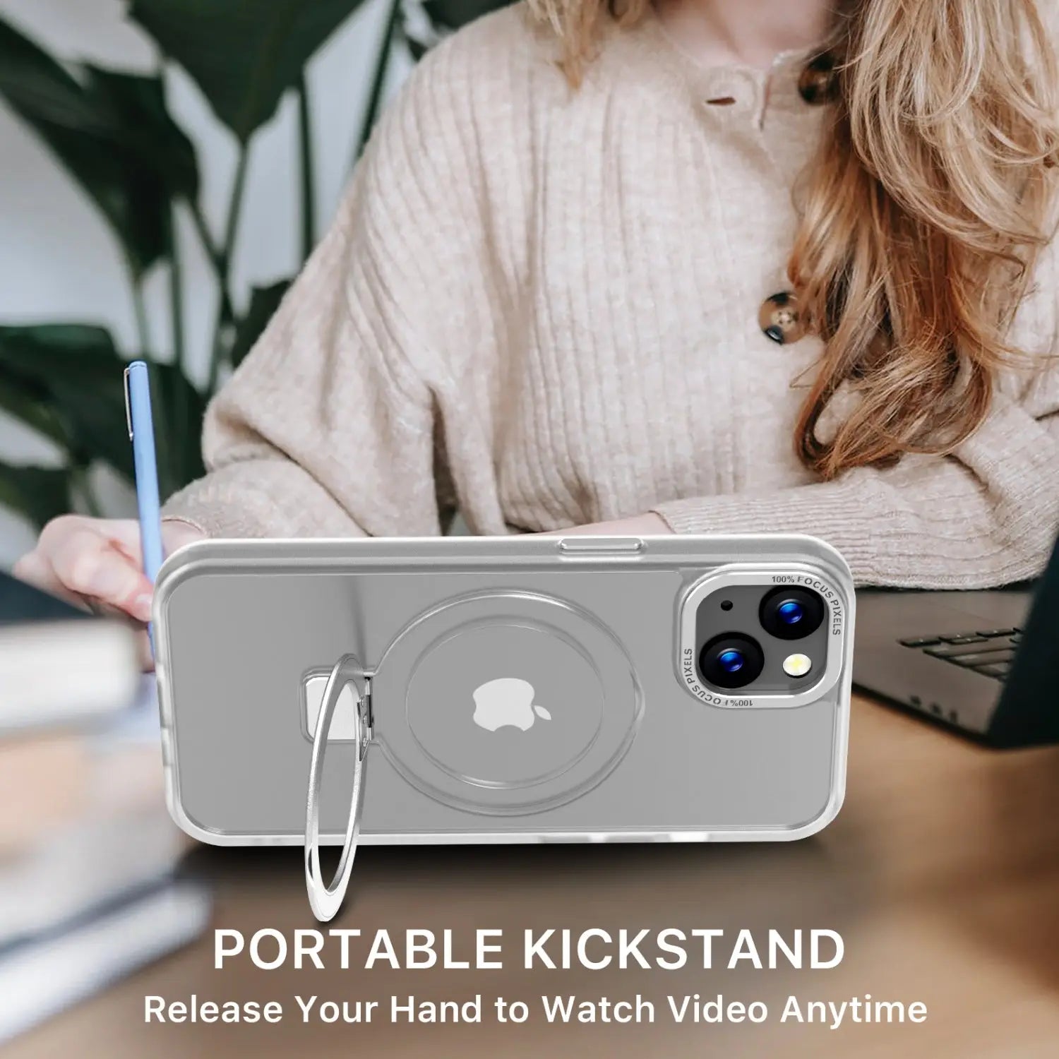 Estuche para iPhone 13 - MyBat Pro Shade Series MagSafe Con Anillo de Soporte - Blanco MyBat Pro