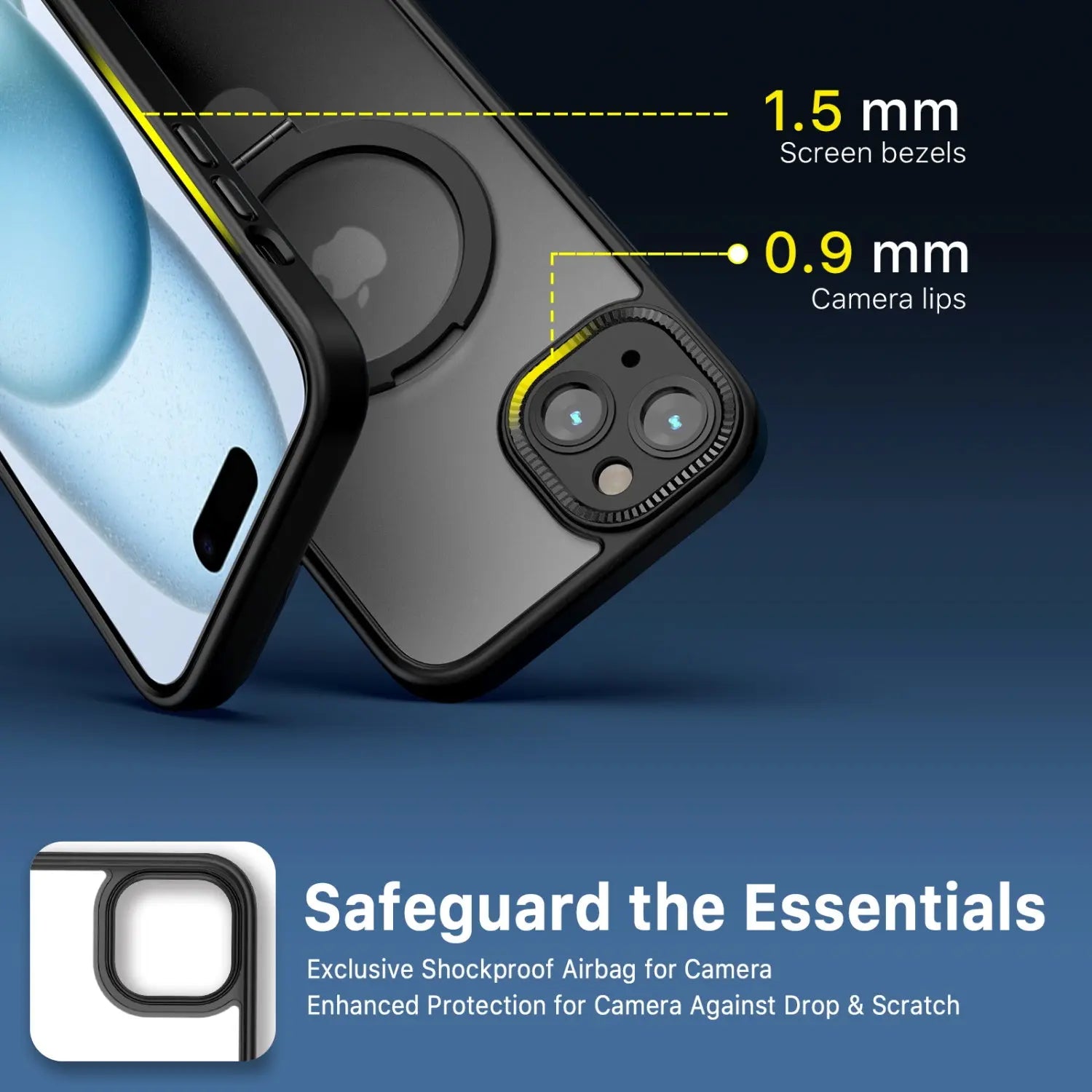 Estuche para iPhone 15 - MyBat Pro Shade Series MagSafe Con Anillo de Soporte - Negro MyBat Pro