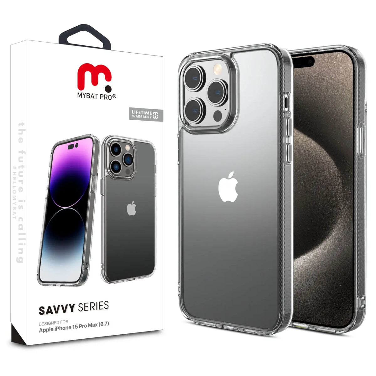 Estuche para iPhone 15 Pro Max - MyBatPro Savvy Series - Transparente MyBat Pro