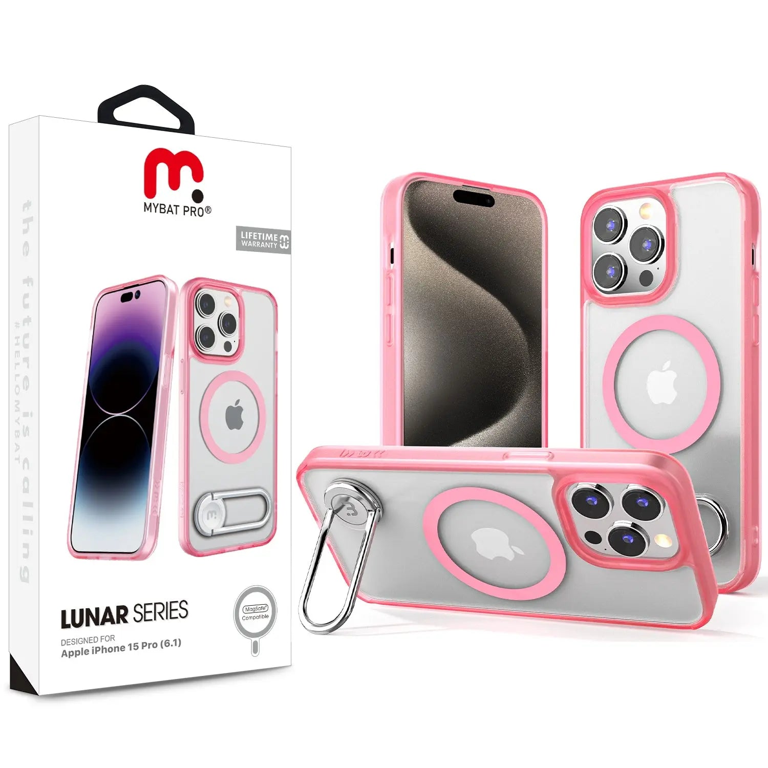 Estuche para iPhone 15 Pro - MyBatPro Lunar Series MagSafe - Rosado MyBat Pro