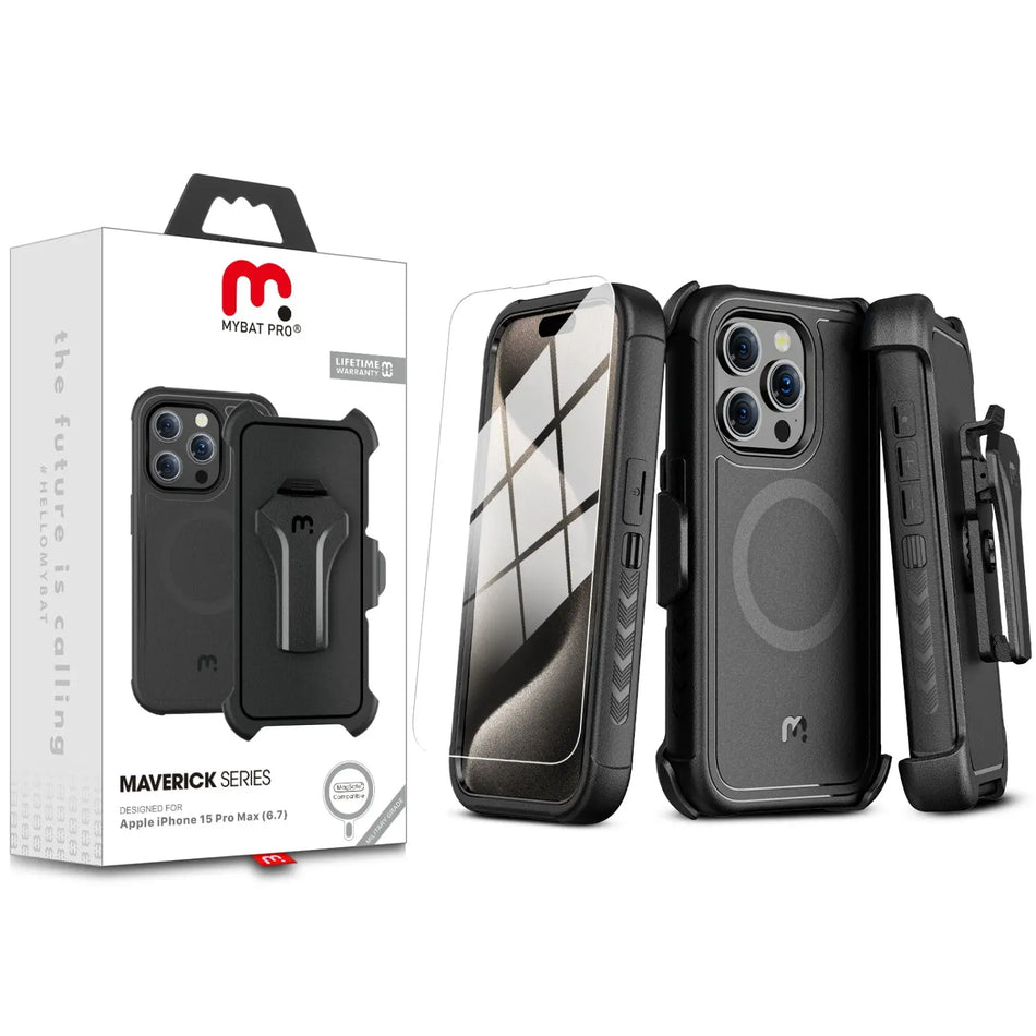 Estuche para iPhone 15 Pro Max - MyBatPro Maverick Series - Negro MyBat Pro