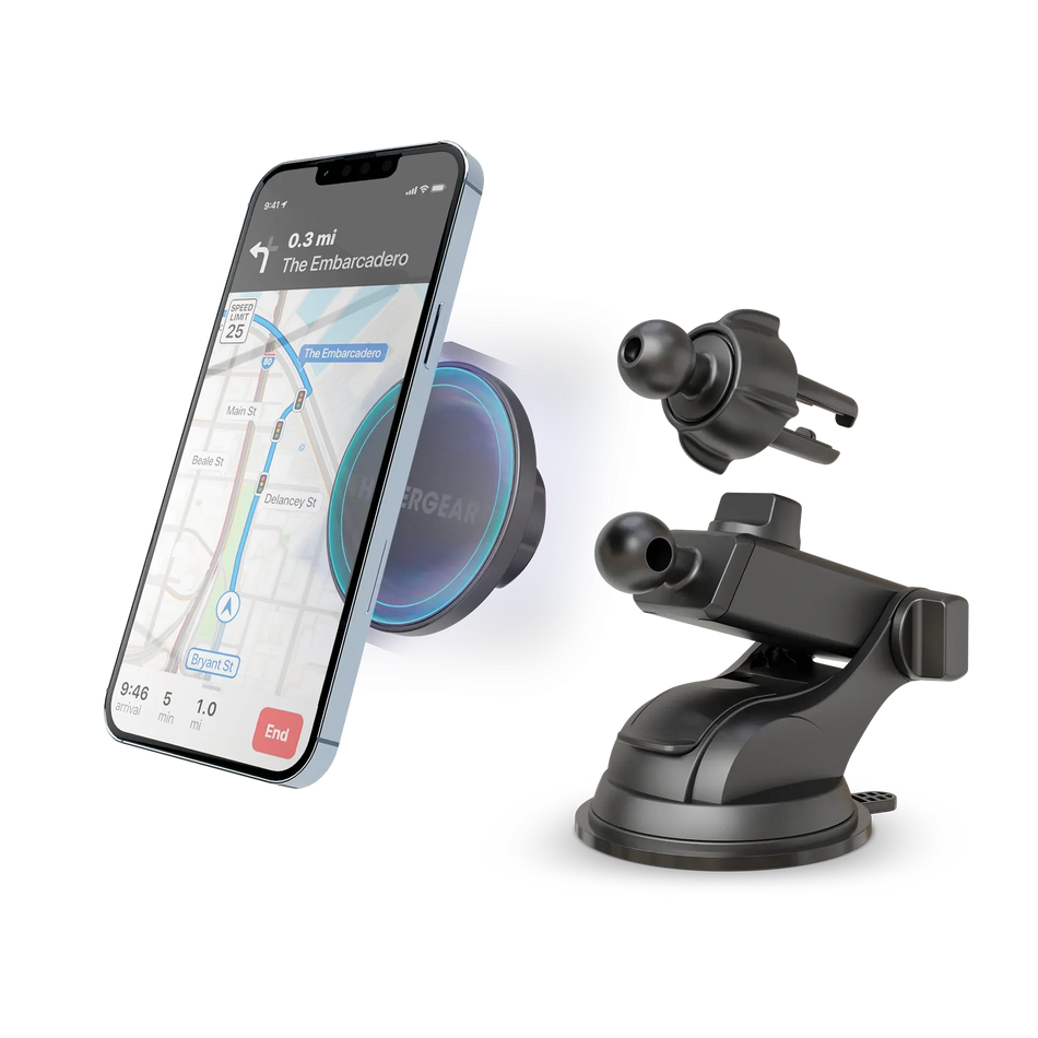 HyperGear Mag Grip Phone Mount Kit with MagSafe |Vent + Dash + Windshield | Black hypergear