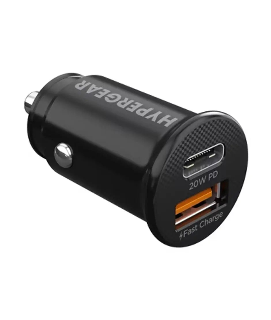 HyperGear mini 20W PD + 18W USB Car Charger Black HyperGear