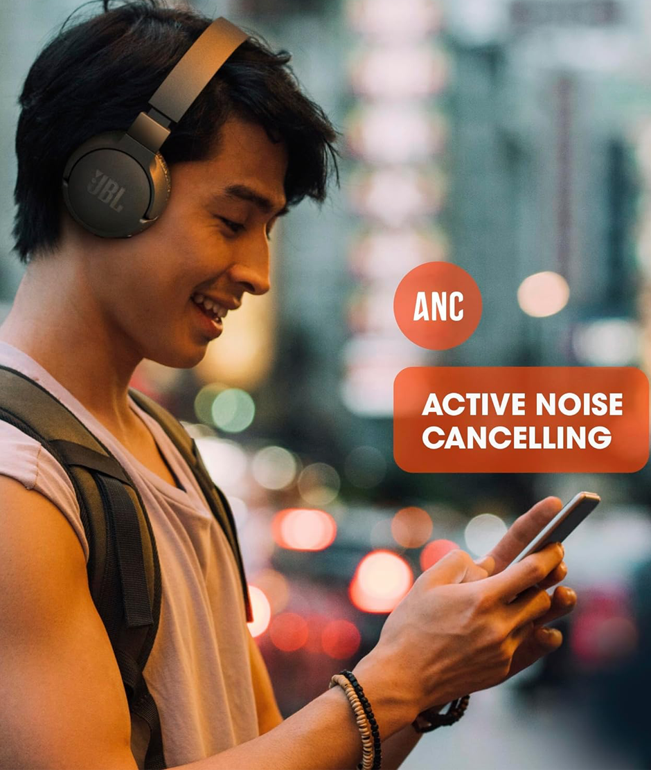 JBL Tune 660NC: Auriculares inalámbricos con cancelación activa de ruido, color negro JBL