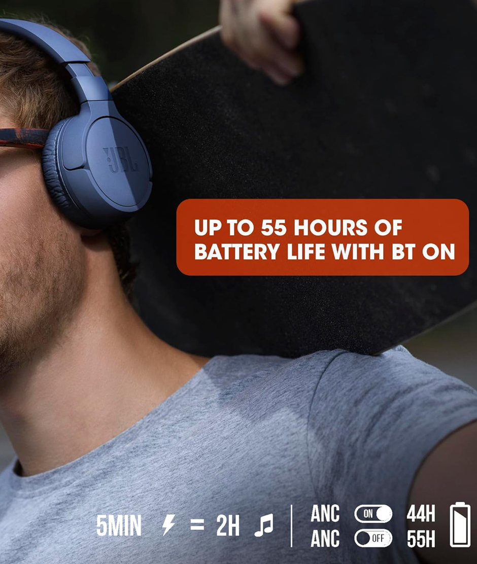 JBL Tune 660NC: Auriculares inalámbricos con cancelación activa de ruido, color negro JBL