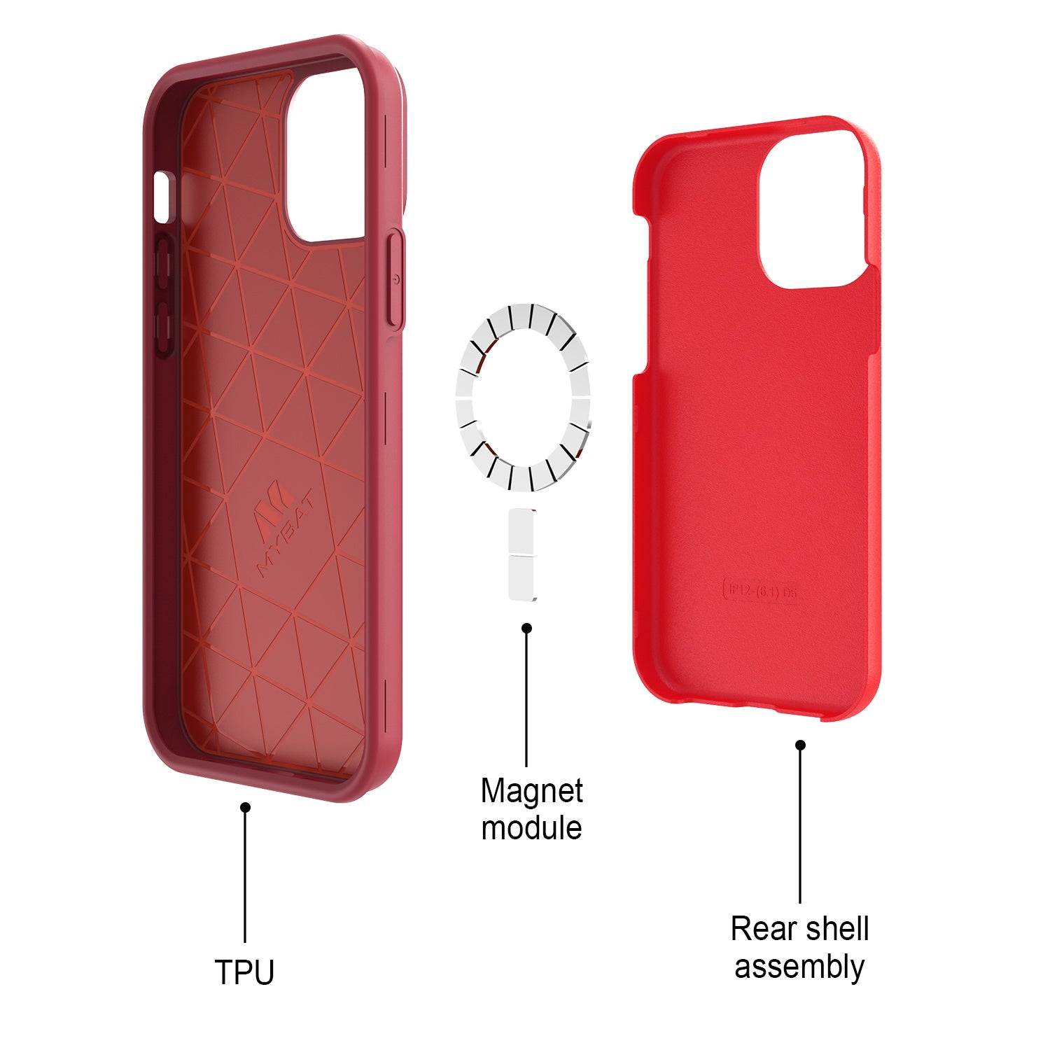 Estuche para iPhone 12/12 Pro - MyBat Fuse Series MagSafe - Rojo MyBat