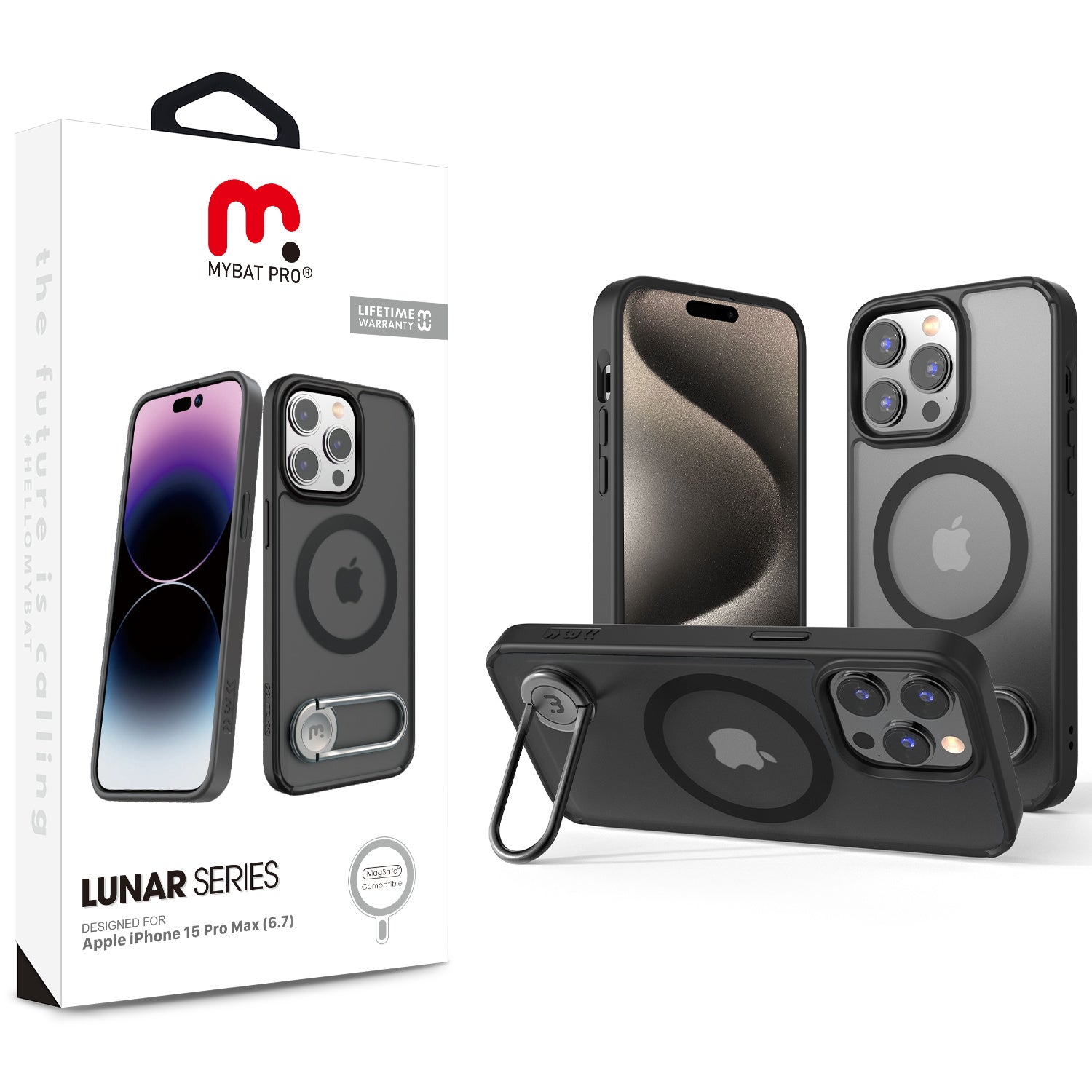 Estuche para iPhone 15 Pro Max - MyBat Lunar Series MagSafe - Negro MyBat