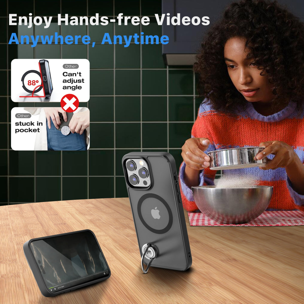 Estuche para iPhone 15 Pro Max - MyBat Lunar Series MagSafe - Negro MyBat