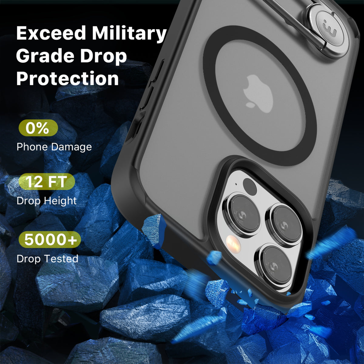 Estuche para iPhone 15 Pro Max - MyBat Lunar Series MagSafe - Negro MyBat