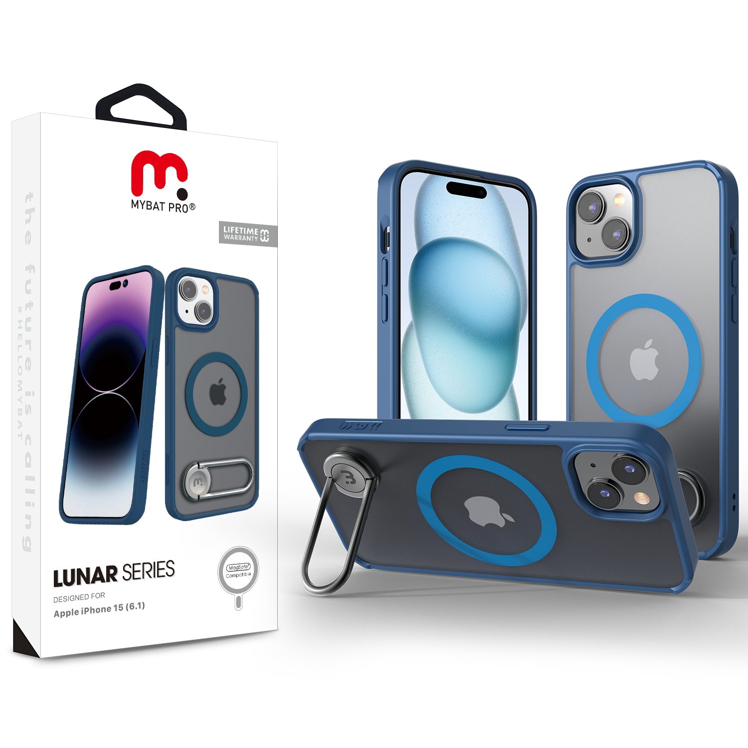 Estuche para iPhone 15 - MyBat Lunar Series MagSafe - Cobalto MyBat