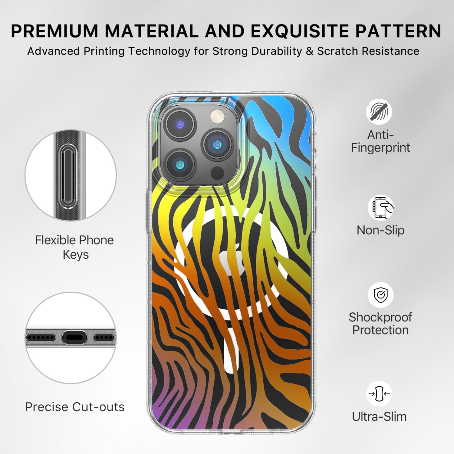 Estuche para Iphone 14 Pro Max - MyBat Pro Mood Series MagSafe - Zebra MayBat Pro