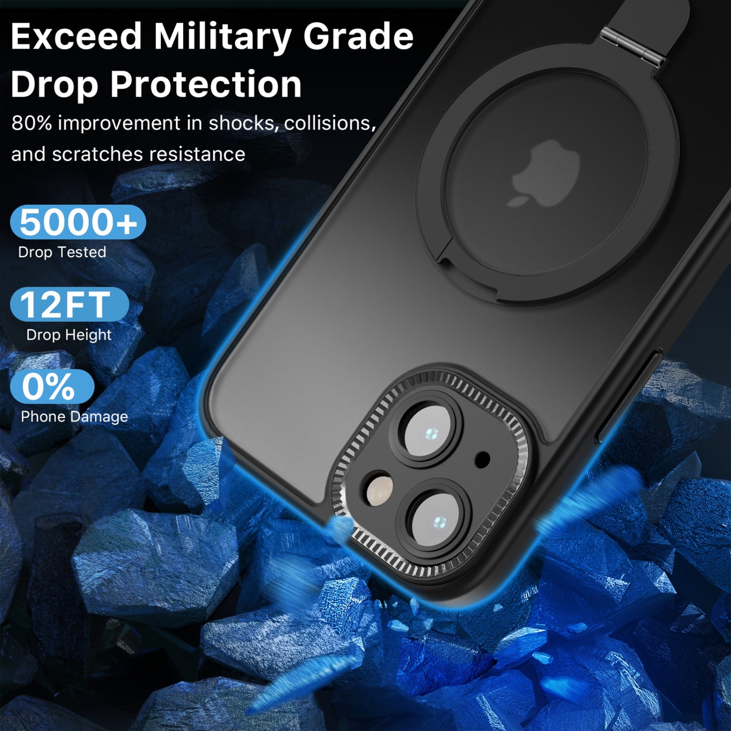 Estuche para iPhone 15 - MyBat Pro Shade Series MagSafe Con Anillo de Soporte - Negro MyBat Pro