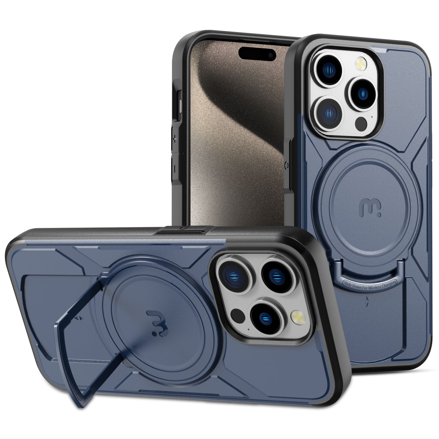 Estuche para iPhone 15 Pro - MyBatPro Stealth Series - Azul/Negro MyBat Pro
