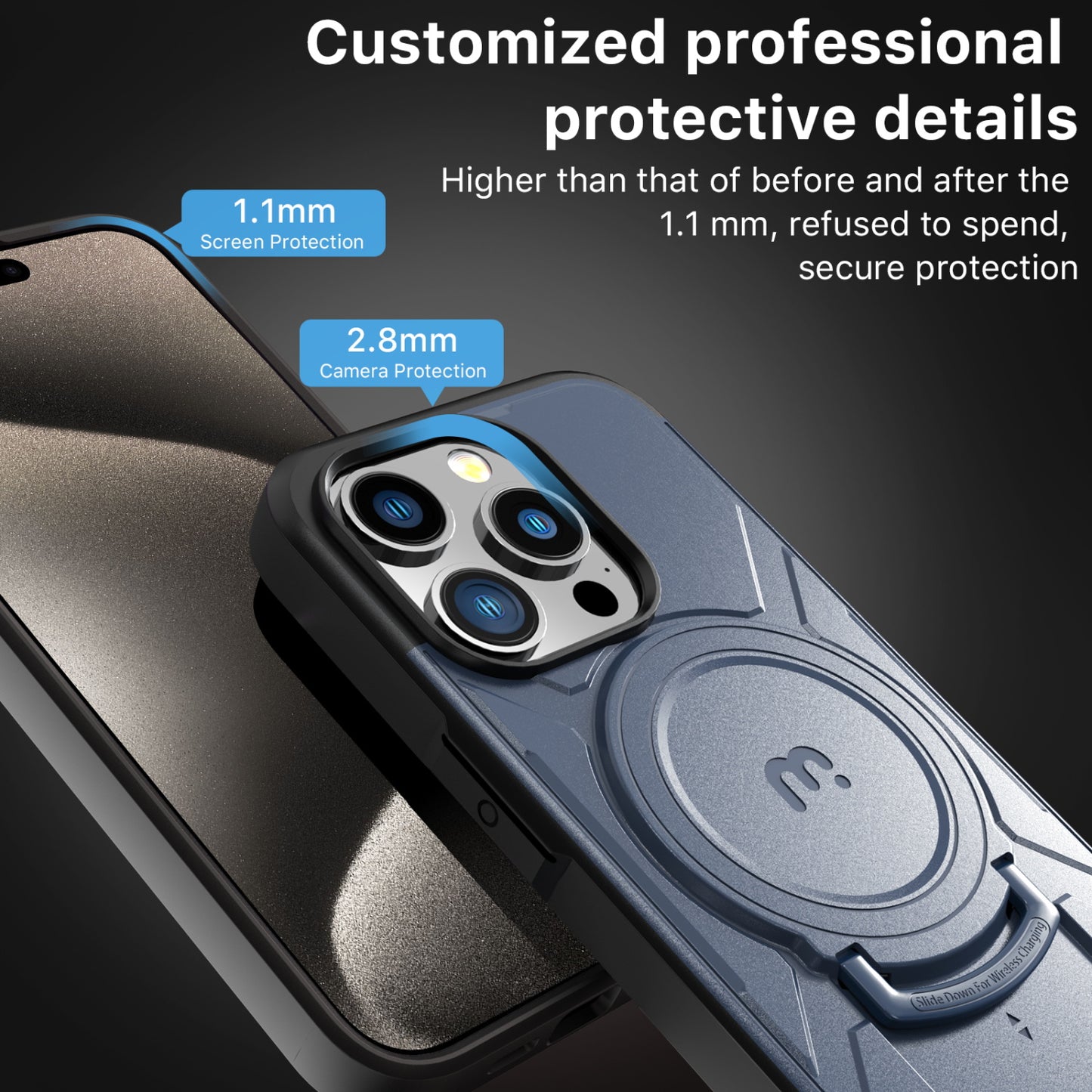 Estuche para iPhone 15 Pro - MyBatPro Stealth Series - Azul/Negro MyBat Pro
