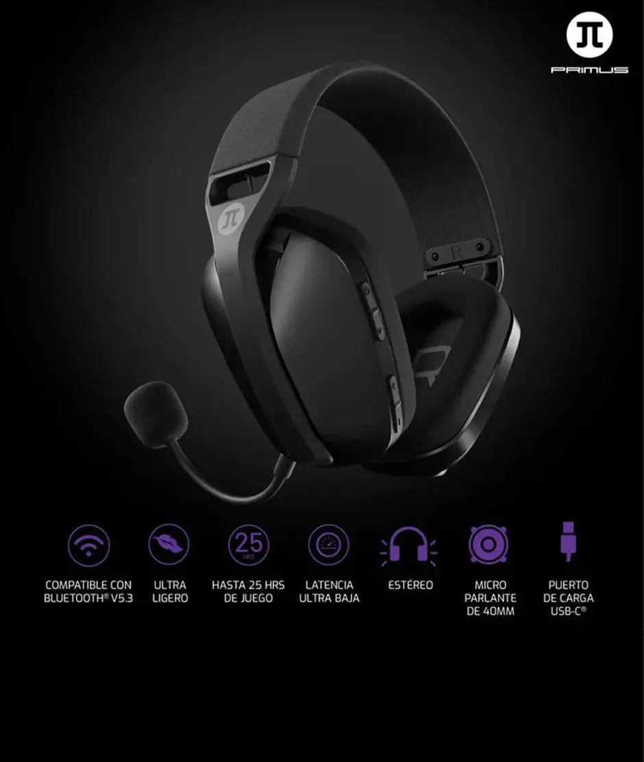 PGLC Hdst Wrlss PBH-360BK Black with 2.4Ghz dongle Primus