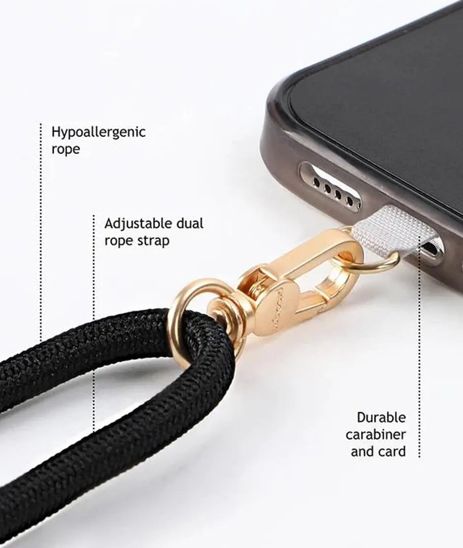 PRODIGEE Strap & Go Cuerda Porta Celular UNIVERSAL Negro y Dorado PRODIGEE