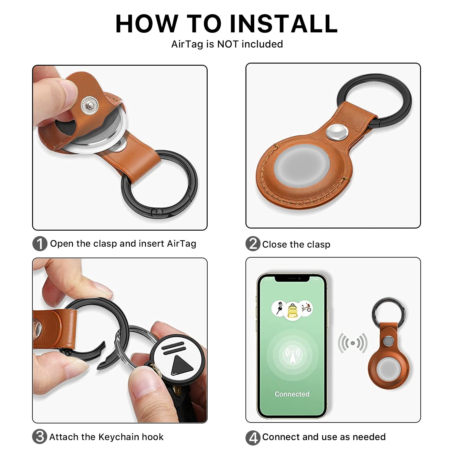 Funda llavero de piel MyBat Pro para Apple AirTag - Marrón MyBat Pro