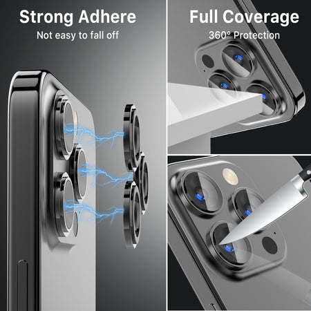 Vidrio Templado Para iPhone 15 / 15 Plus - MyBatPro GlamCam - Negro MyBat Pro