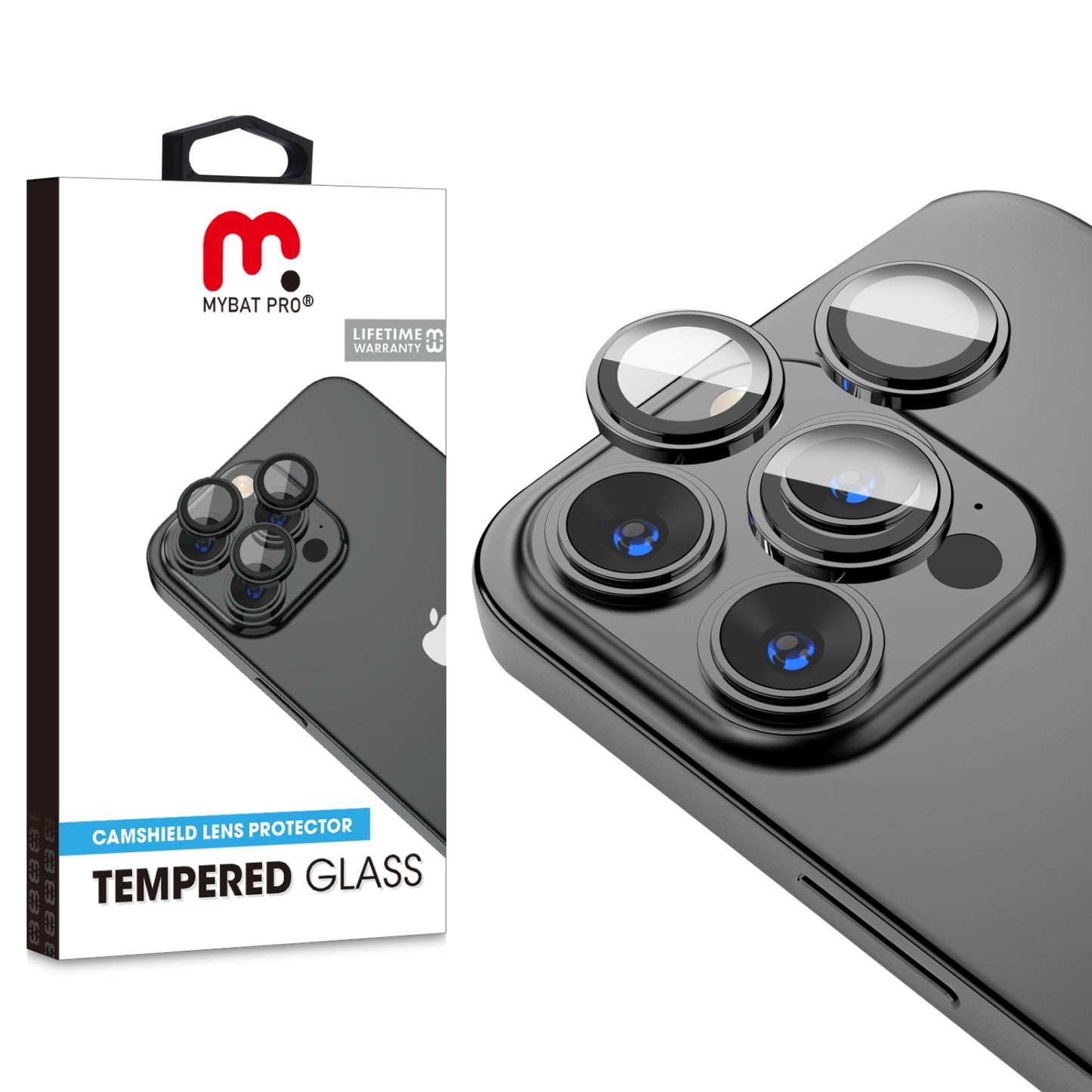 Vidrio Templado Para iPhone 15 / 15 Plus - MyBatPro GlamCam - Negro MyBat Pro