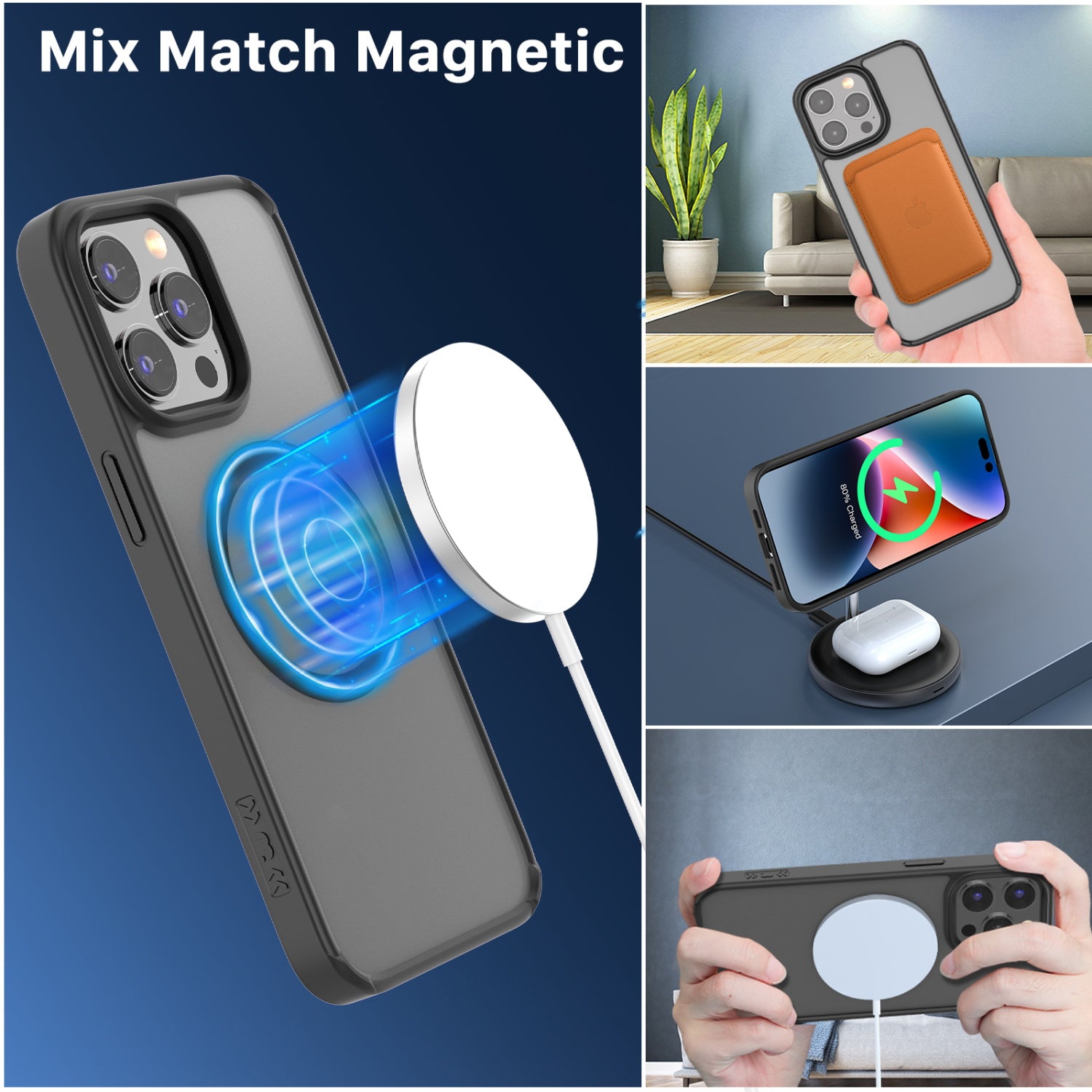 Estuche para iPhone 15 Pro - MyBatPro Lunar Lite Series - Negro MyBat Pro