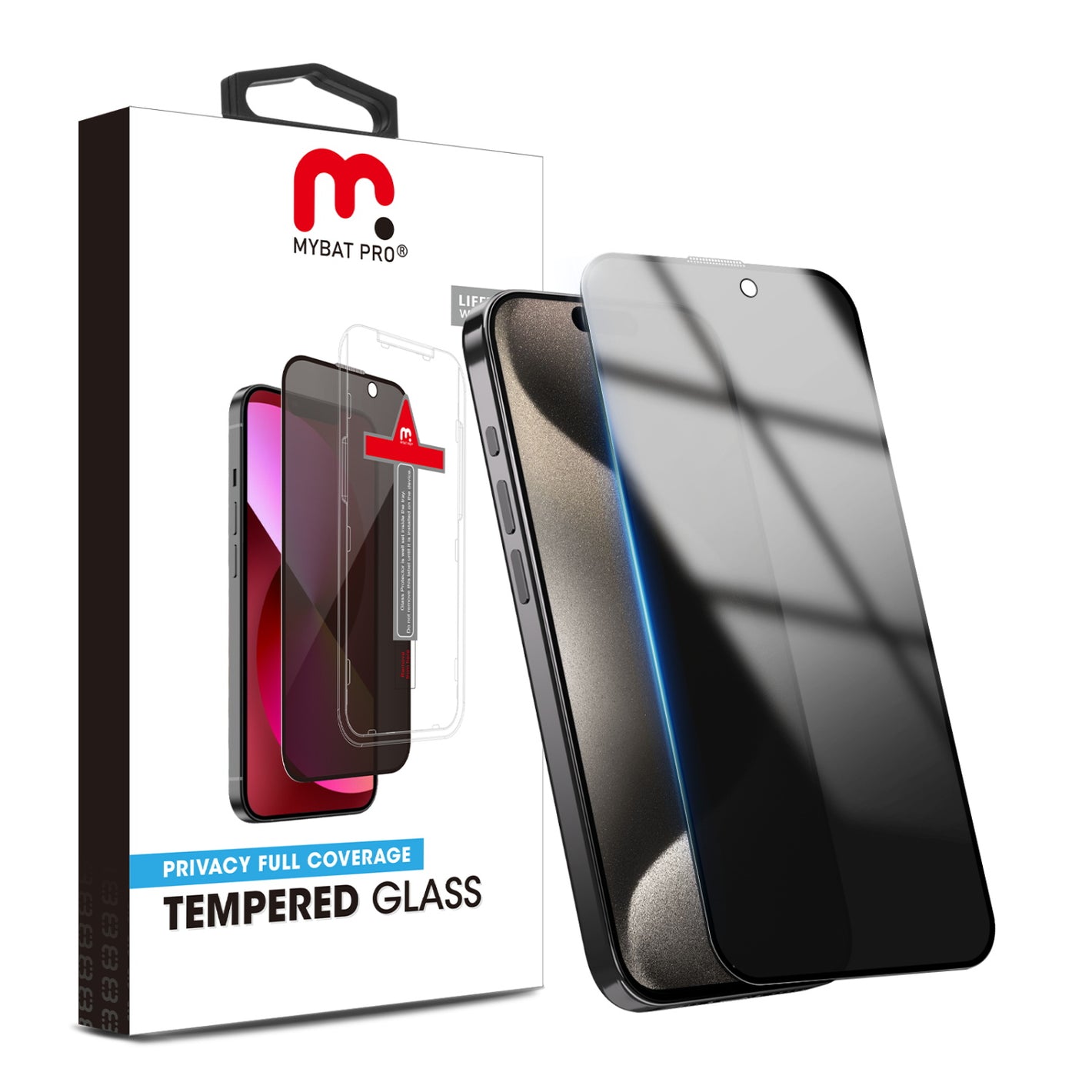 Copia de Vidrio Templado para iPhone 15 Pro Max - MyBatPro QuickGuard - Privacy MyBat Pro