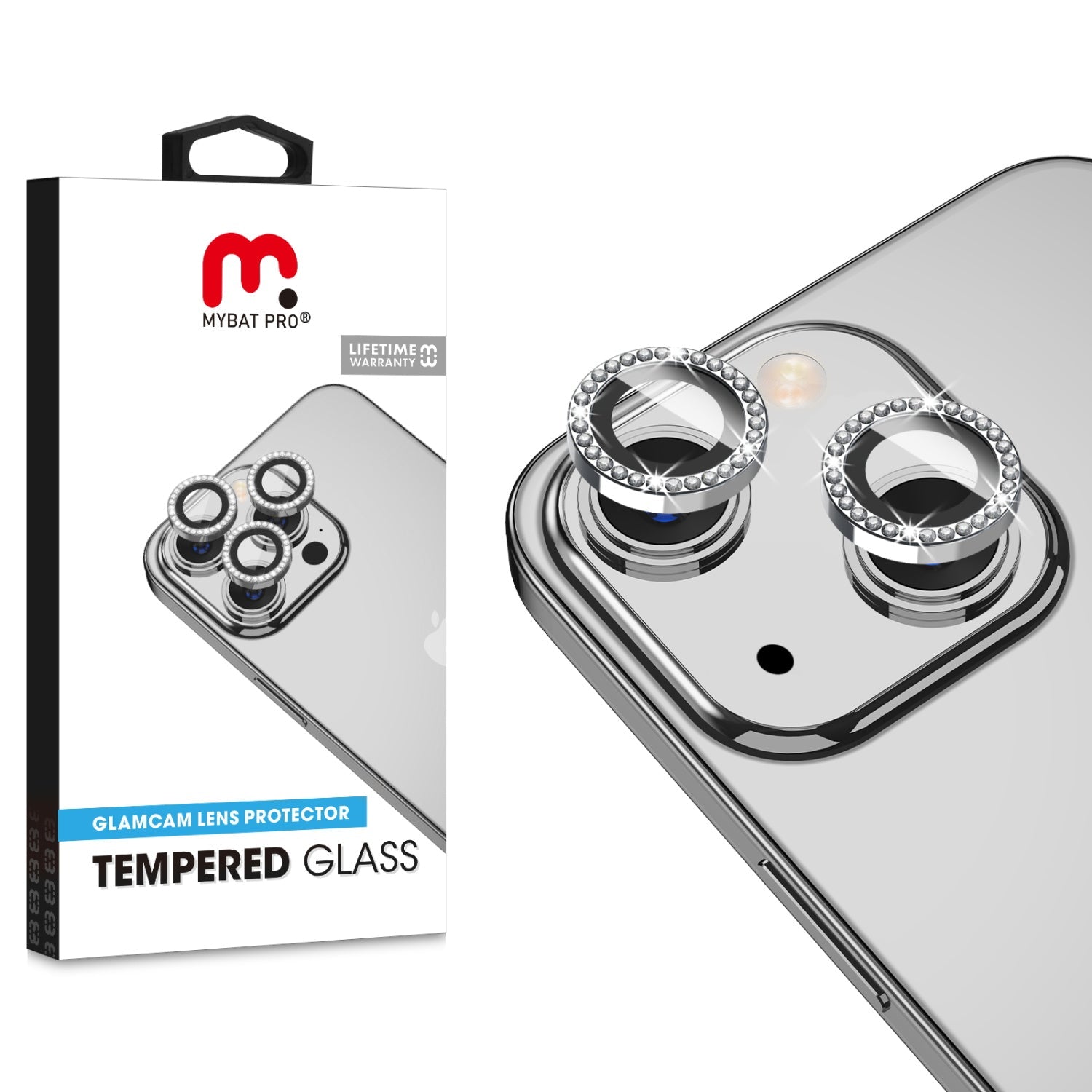Vidrio Templado Para iPhone 14 / 14 Plus - MyBatPro GlamCam - Silver MyBat Pro
