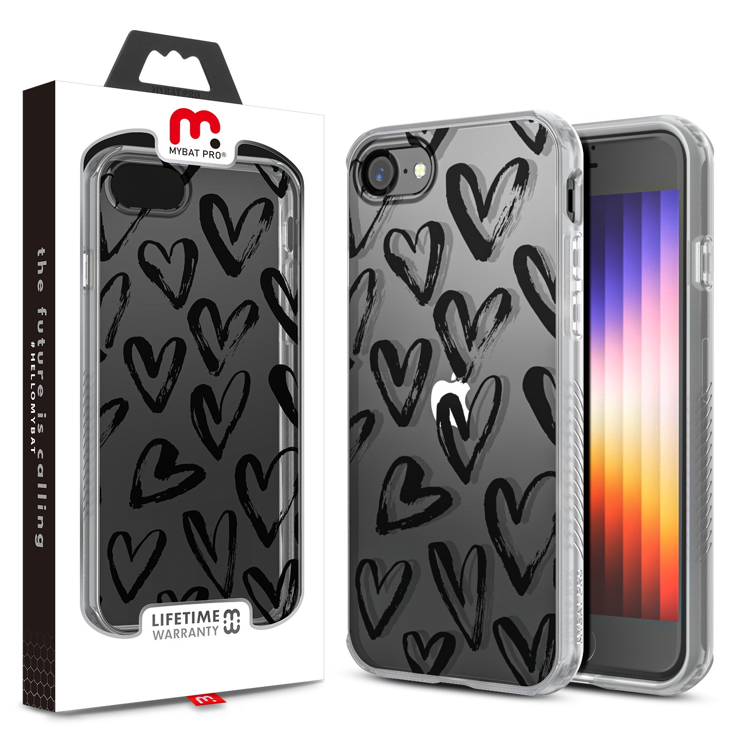 Estuche para iPhone SE (2022-2020) / 8 / 7 - MyBat Pro Mood Series - Black Hearts MyBat Pro