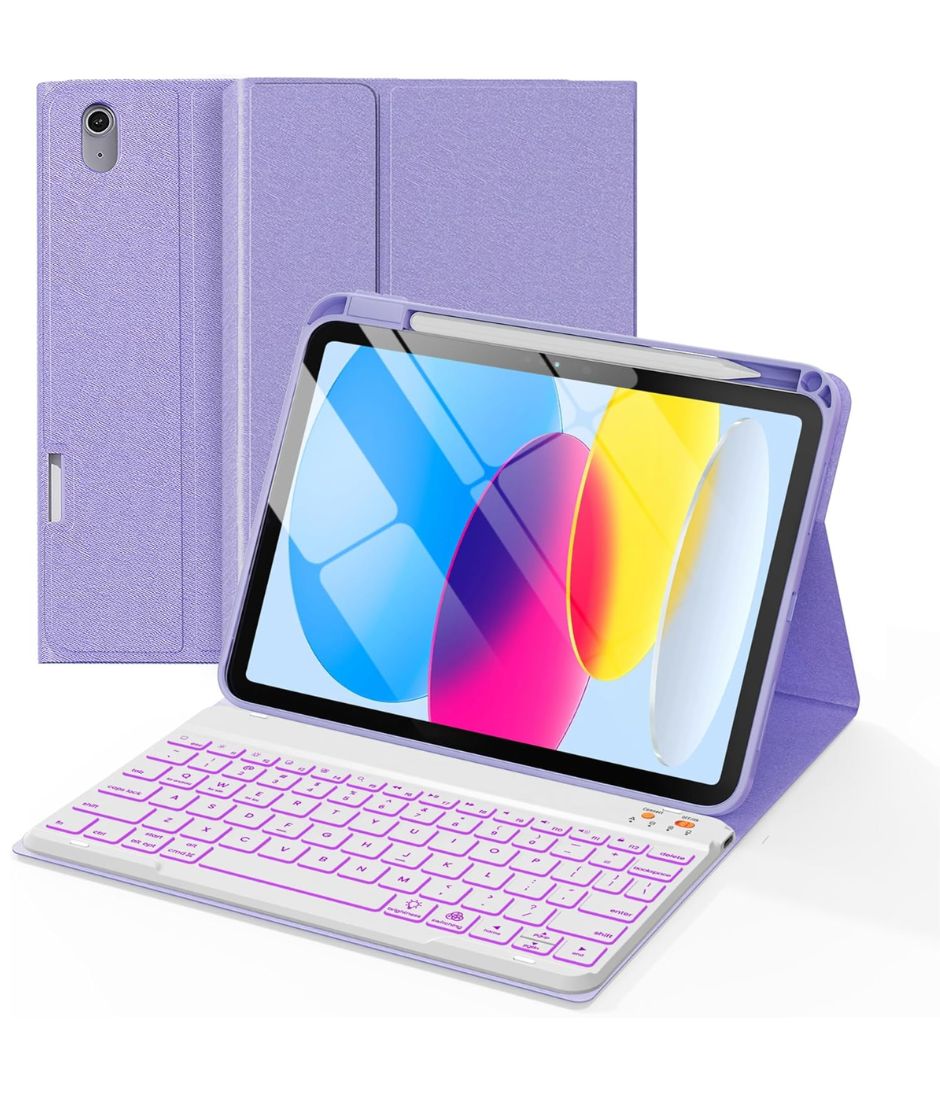 Senyoson- ESTUCHE con TECLADO PARA IPAD A16 iPad 11th 10th Generación Purple Senyoson