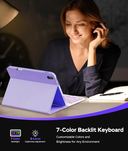 Senyoson- ESTUCHE con TECLADO PARA IPAD A16 iPad 11th 10th Generación Purple Senyoson
