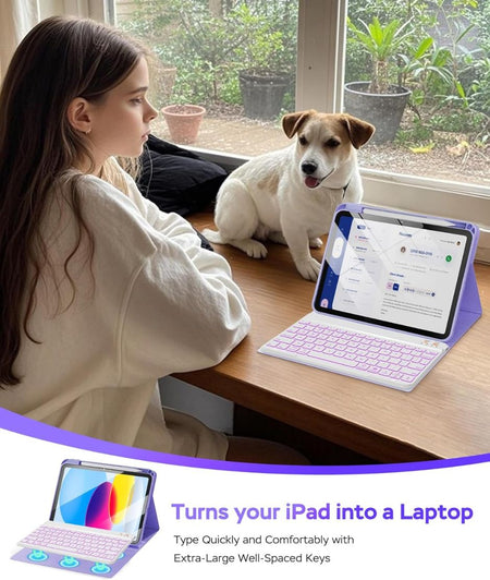 Senyoson- ESTUCHE con TECLADO PARA IPAD A16 iPad 11th 10th Generación Purple Senyoson