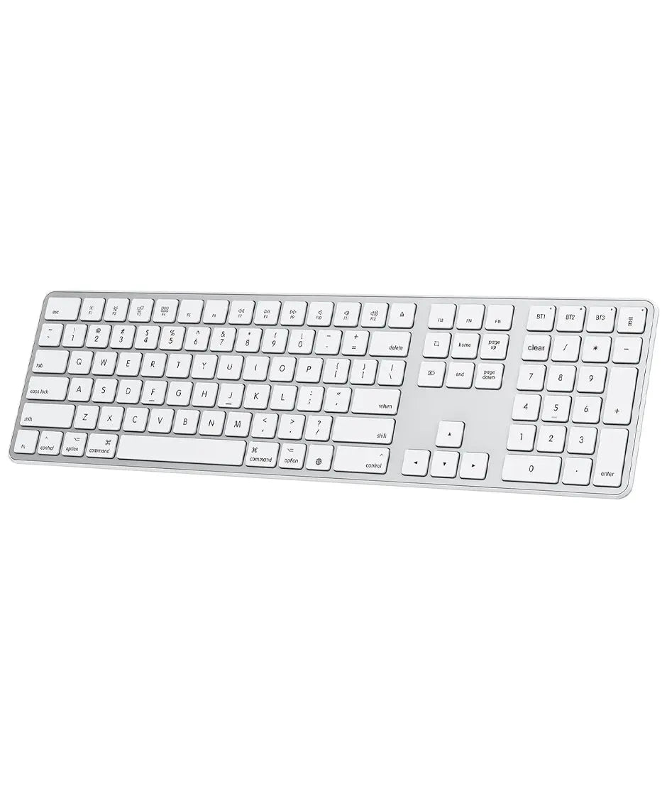 Teclado Bluetooth OMOTON Compatible con Mac, con Teclado Numérico BLANCO
