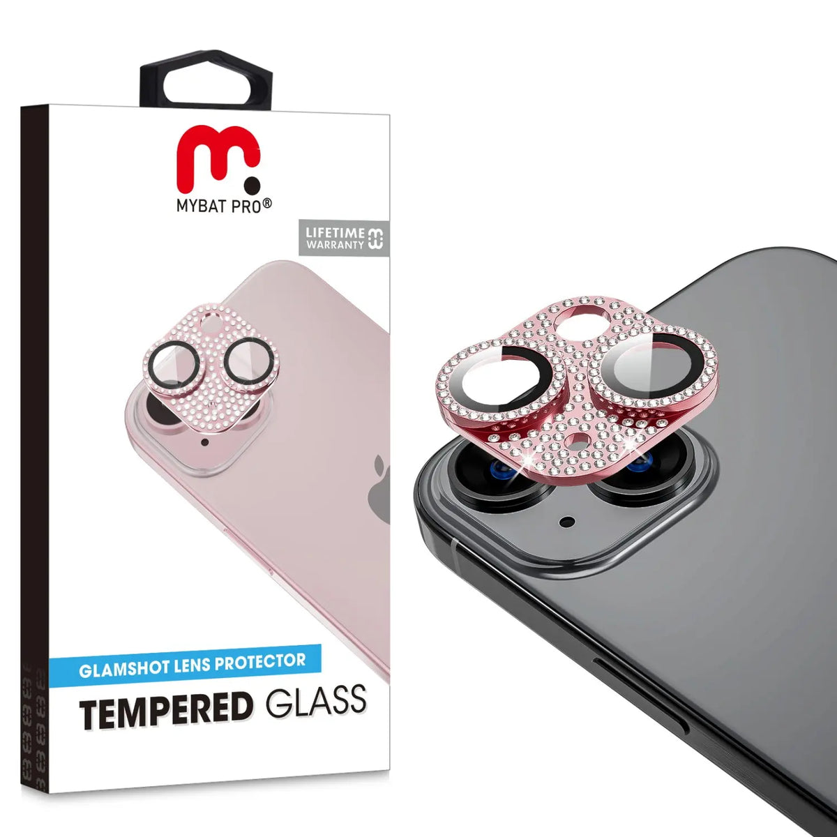Vidrio Templado Para iPhone 13/ 13 Mini - MyBatPro GlamCam - Rosado MyBat Pro