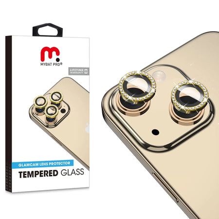 Vidrio Templado Para iPhone 15/15 Plus - MyBatPro GlamCam - Gold MyBat Pro