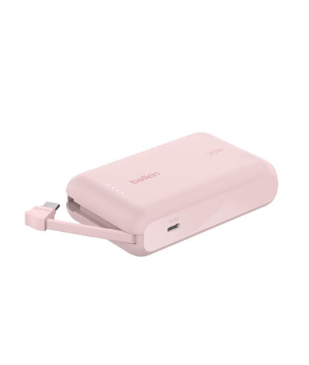 Belkin Batería - Power Bank 20W, Con Cable Integrado, Color Rosado